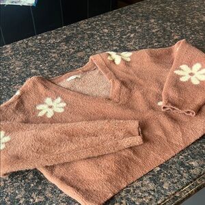 La Hearts Rust Fuzzy Knit Sweater size large
